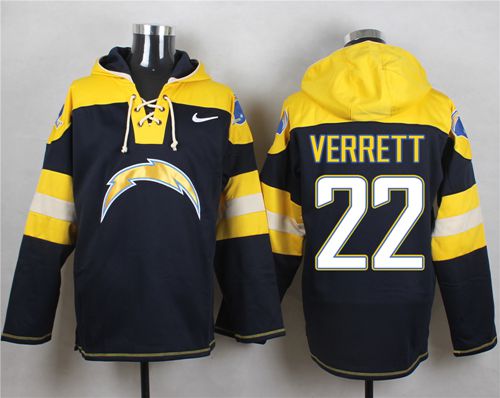 Nike Chargers #22 Jason Verrett Navy Blue Player Pullover NFL Hoodie